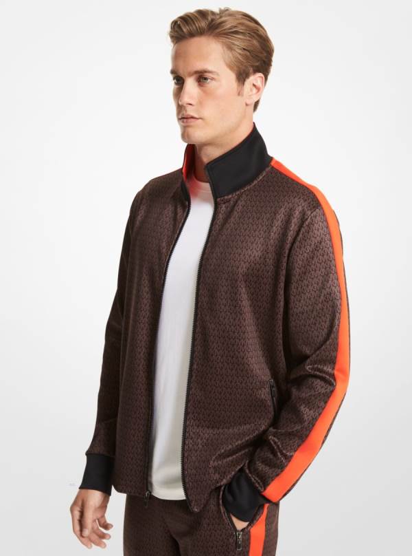 Panske Bundy Michael Kors Logo Stretch Knit Track Čokoláda - Oblecenie Michael Kors Sleva | KOUBY-2084
